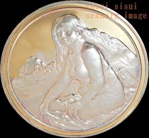 Art hand Auction Rare, limited edition, made by the French mint, painter Renoir, art, painting, masterpiece, bathing, seated bather, relief, pure gold finish, pure silver, silver medal, coin, badge, Metal crafts, Silver, others