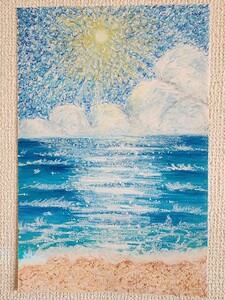 Art hand Auction pintura de paisaje pintura de mar, obra de arte, cuadro, pintura al pastel, dibujo con crayón