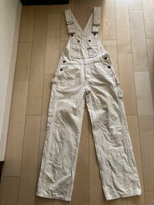 デニムアンドダンガリー　DENIM DANGAREE ホワイトデニムオーバーオールペイント 汚れ加工　　子供服140cm 