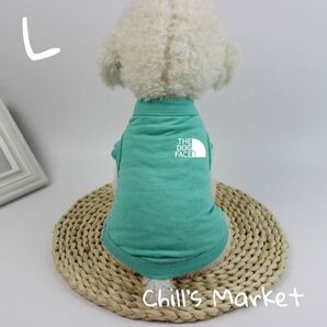 Tシャツ チビロゴ ミントグリーン L タンクトップ DOG FACE 犬の服