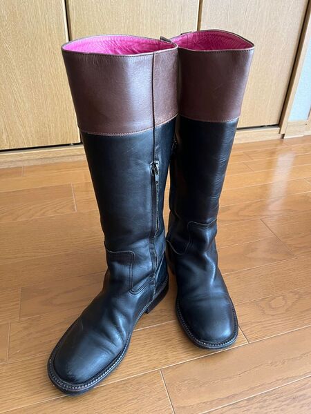 アッシュペーフランス ロングブーツ レザー黒
