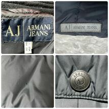 美品 L位◎アルマーニジーンズARMANI JEANS ダウンジャケット 中綿ジャケット ブルゾン 襟付き ナイロン ネイビー 紺色 メンズ 秋冬 ボタン_画像9