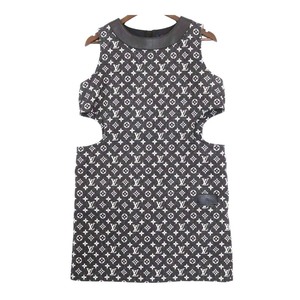  Louis Vuitton monogram Denim cut out dress 1AAXK3 lady's black LOUIS VUITTON used [ apparel * small articles ]