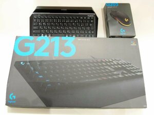 ○ マウス キーボード まとめて RGBゲーミングキーボード G213 LIGHTSYNCゲーミングマウス G203 スタンド付キーボード TK-DCP01 中古品