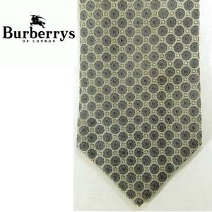 送料220円～国内正規品BURBERRY 丸ドット柄シルク ネクタイ シルバー系 HAND MADE 絹100%バーバリーD-TK 8005(アラ商事(株))