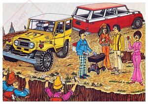 ポスター「1973 トヨタ・ランドクルーザー」カナダ版イラスト広告ポスター★Toyota Land Cruisers/FJ40LV/ランクル/ヨンマル