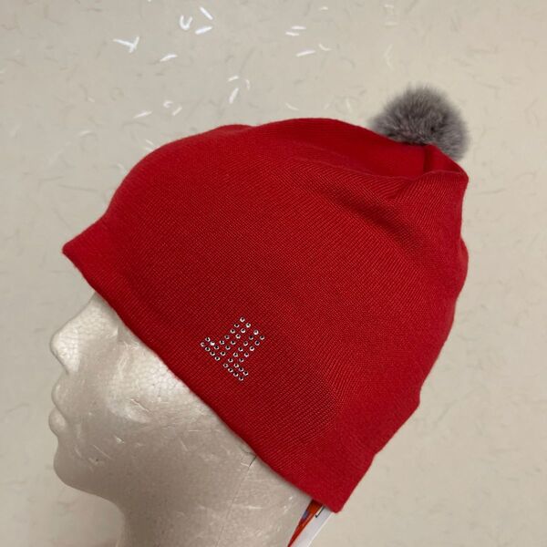 【新品】LANVIN SPORT ポンポン付き キラキラロゴ ニット帽