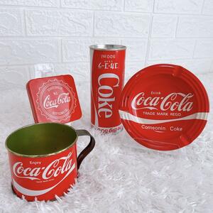 【希少】Coca Cola コカコーラグッズ レア ビンテージ 灰皿 カップ 缶 昭和レトロ　80S　70S　希少　空き缶　コレクション　インテリア