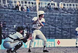 Lサイズのカラー生写真/野村克也捕手(南海)、梅田邦三選手(太平洋)