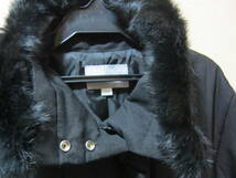 特大 13号 しまむら THEORIA セオリア ラビット毛皮付 中綿コート アウター レディース 大きいサイズ 黒 タ521_画像2