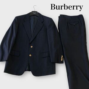 BURBERRY バーバリー 総裏裏地　タスマニアウール　紺色　　　シャドーホース　金ボタン　　テーラード ジャケットパンツ　セットアップ