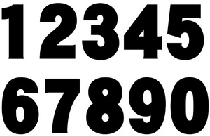 数字（ナンバー）カッティングステッカー 縦80mm 黒超太字（10個）