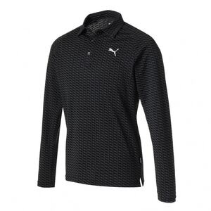 送料無料◆新品◆プーマ ゴルフ CAT ジャガード LS ポロシャツ◆(L)◆539363-01◆PUMA GOLF