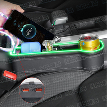 車用 シート サイド ポケット コンソール ボックス 隙間収納 ホルダー USB イルミネーション ライト 運転席 助手席 2個セット (レッド)_画像5