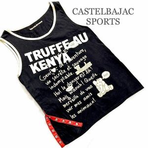 【CASTELBAJAC SPORTS/カステルバジャック】ワッペン　英字ロゴ/コットン　カットソー/デザイン　タンクトップ /S〜M程度/ライカ