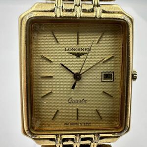 M130-J009457-1 ◎ LONGINES ロンジン クォーツ デイト ゴールド文字盤 3針 アナログ レクタンギュラー レディース 腕時計 約27mm ①