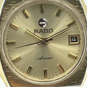 P357-J009557-1 ◎ RADO ラドー Arome アロマ メンズ腕時計 自動巻き クッション型 デイト ゴールド文字盤 アナログ 3針 稼働 ③