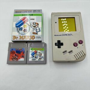 Q165-89755-15 Nintendo ニンテンドー 任天堂 GAME BOY ゲームボーイ DMG-01 ゲーム機 ポータブル ドクターマリオ テトリス ソフト付き ①