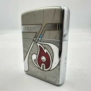 Q149-SK14-354 ◎ Zippo ジッポー オイルライター 75周年記念 1932-2007 シルバーカラー USA製 喫煙具 喫煙グッズ 箱付き 火花あり ①