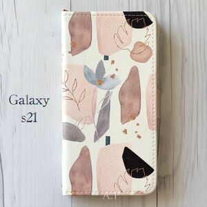 Galaxys21 ギャラクシーs21★シンプル マーブル フラワー 