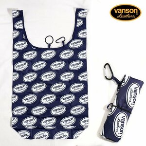 【売り切り！セール！】VANSON　バンソン　総柄 リップストップ生地 エコバッグ　ネイビー