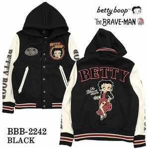 【セール！送料無料！】The BRAVE-MAN×BETTY BOOP ロゴ刺繍 ボンディング スタジャン　BBB-2242－ブラック－サイズS