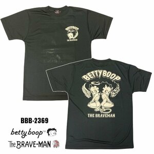 【送料無料！】THE BRAVEMAN×BETTY BOOP　ブレイブマン　ベティーブープ　ドライ半袖シャツ　BBB-2369－ブラック－サイズXL
