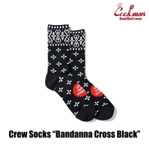 COOKMAN/クックマン　ソックス 　靴下　 Crew Socks『Bandanna Cross Black』ブラック_画像2