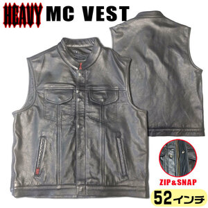 （52インチ）HEAVY《ＭＣベスト》 ジップ＆スナップ　モトブルーズ　後ろ1枚革　クラブベスト　ビッグサイズ