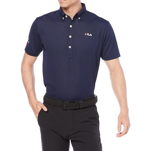 新品 フィラ ゴルフ 半袖 ポロシャツ Mサイズ ネイビー 紺 741-679 吸汗速乾 UVカット 税込8,690円 メンズ ゴルフウェア ゴルフシャツ
