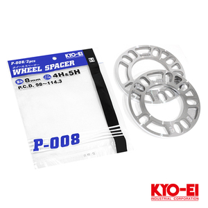 P-008-2P 汎用 ホイールスペーサー 2枚入 8mm 4H&5H PCD98-114.3 4穴&5穴 KYO-EI オフセット調整 国産 アルミ製 タイヤ ホイール