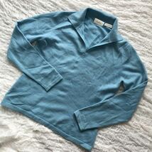 Neiman Marcus ニーマンマーカス　カシミヤ　長袖　スキッパー ニット　水色　M　 ★1000_画像1