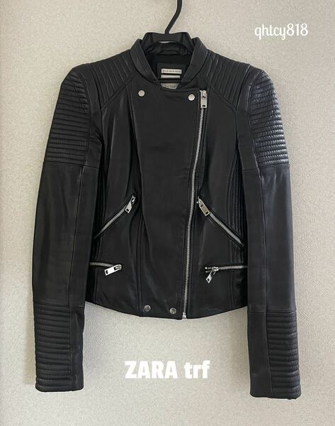 【ZARA trf】レザーライダースジャケット黒XS ブラック レザージャケット 