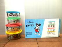 ●pyrex パイレックス　グラスストレージセット　Disney ディズニー ミッキーマウス・ドナルドダックほか　ガラス製タッパー　キッチン用品_画像1