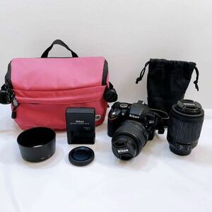 307☆中古☆ Nikon ニコン D3200 デジタル一眼レフカメラ レンズキット AF-S DX NIKKOR 18-55mm 1:3.5-5.6G VR 動作確認済み 現状品 