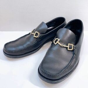 308☆中古☆ GUCCI グッチ ビット ローファー ブラック 110 1515 サイズ41E メンズ 靴 レザー 革 シューズ シルバー金具 イタリア製 現状品