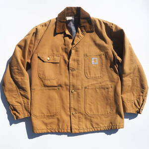 80s~90s USA製 40 carhartt カーハート ダック ジャケット ブラウンダック ブランケット カバーオール ビンテージ made in usa