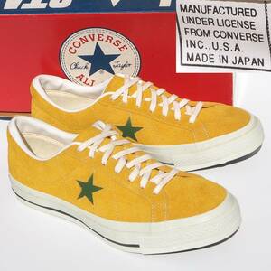 デッド!! US 8 1/2 / 27cm 90s 初期タグ 日本製 converse ワンスター GOLD/MOSS 箱付 MADE IN JAPAN