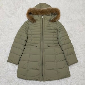  ultimate beautiful goods noa-geno scad . down jacket down LL XL large size blue fox fur beige khaki lady's 