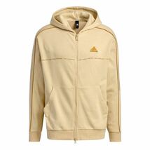 ◆266 新品【メンズM】茶ブラウン adidas アディダス GOLFにオススメ 背面BIGロゴ フレンチテリー フルジップパーカージャケット ゴルフ_画像2