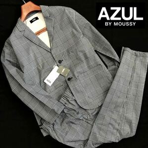 ◆044 新品【L-XL】黒 チェック アズールバイマウジー AZUL BY MOUSSY リラックス イージー セットアップ スーツ テーラード ジャケット