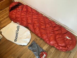 【美品】モンベル ダウンハガー 800 #3(mont-bell 寝袋 シュラフ 赤 軽量 コンパクト 登山 ハイキング キャンプ)