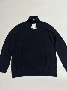 4140】新品14.1万【malo / マロ　44（46程度）　カシミア100％タートルネックニット　フィレンツェの最高クラスニットウエア】ネイビー