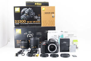 ◆美品◆Nikon ニコン D3300 ダブルレンズセット デジタル一眼レフ 32GBメモリ 元箱 ６ヶ月動作保証