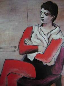 Art hand Auction 巴勃罗毕加索, 交叉双臂坐着的萨尔蒂班克, 海外版, 极其罕见, 全部内容, 新品带框架, y321, 绘画, 油画, 肖像