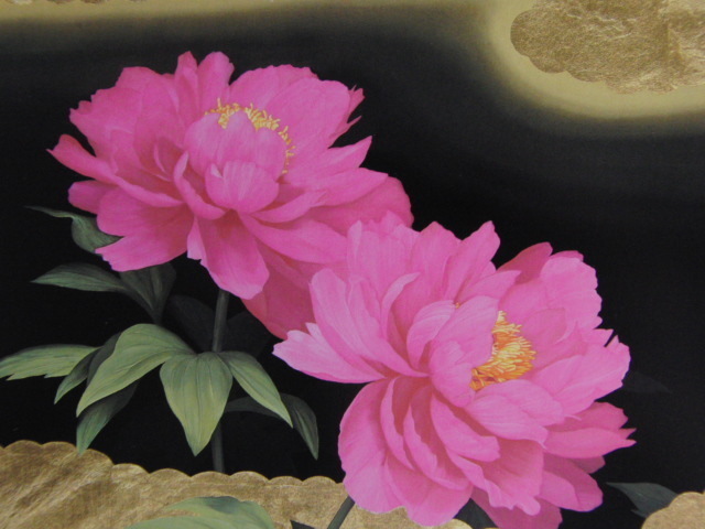 Anzaï Daï, [Paysage Fleuri - Pivoine], Extrait d'un livre d'art rare, En bonne condition, Tout neuf avec un cadre de haute qualité, livraison gratuite, Peinture japonaise, Yoni, Peinture, Peinture à l'huile, Nature, Peinture de paysage