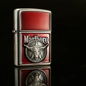 【 特別出品 】 1円スタート 新品未使用 2002年 Marlboro Premium Red Zippo マールボロ ジッポー HighGrade Longhorn AntiqueSilver