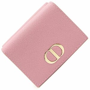  Dior три складывать кошелек CD signature 30 monte -nyu compact бумажник темный лаванда кожа б/у 