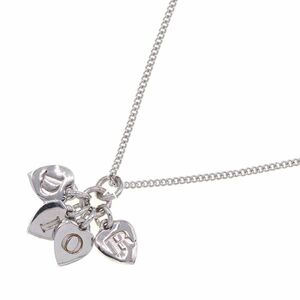  Dior necklace Heart Logo D29343 silver metallic ru used pendant choker accessory Heart Logo 