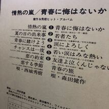 森田健作&西城秀樹ヒット・アルバム 情熱の嵐/青春に悔いはないか 帯付LP 見開きジャケライナー レコード 5点以上落札で送料無料Z_画像3